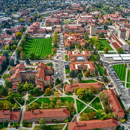 Overhead shot of a university campus